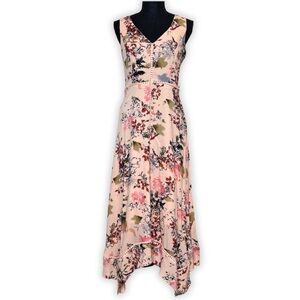 Sundance Awash In Florals‎ Handkerchief Sleeveless Midi Dress Peach Size 2